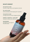 What is inside Triple Action Exfoliating Mist: 3% glycolic acid, 3% lactic acid, 1% salicylic acid, centella asiatica, aloe vera and niacinamide
