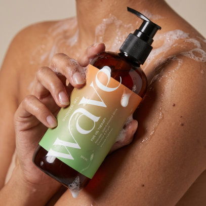 Wave bodycare product being used in shower