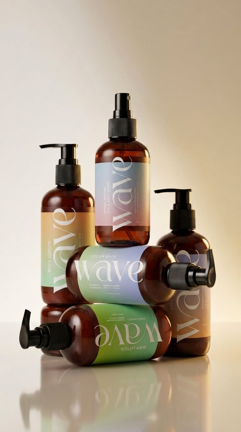 Wave products stacked as a retail display